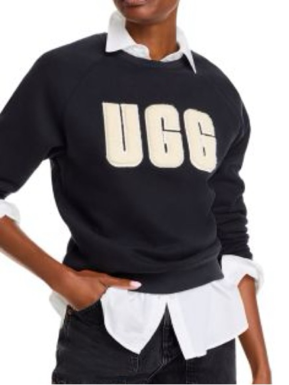 UGG Black Crewneck Sweater with Cream Logo
